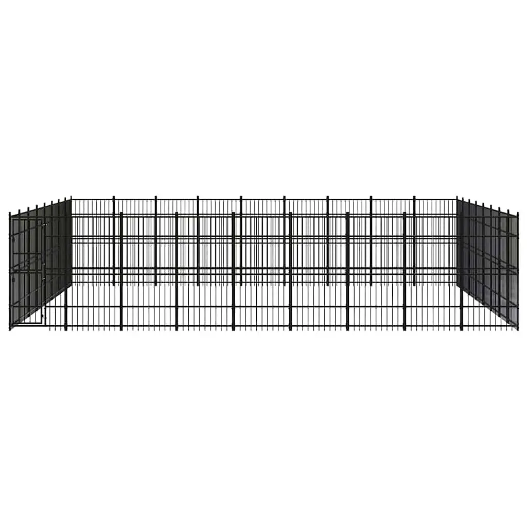 Dog Kennel Black Large Steel Exercise Run Outdoor Pet Enclosure