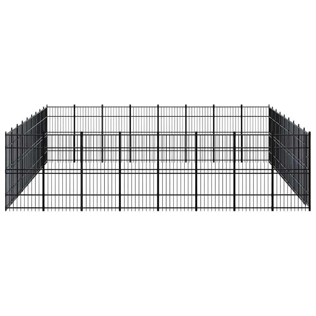 Dog Kennel Black Large Steel Exercise Run Outdoor Pet Enclosure