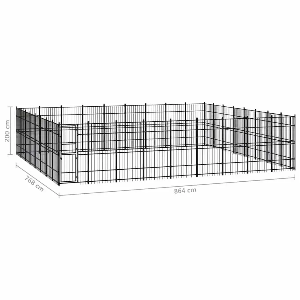 Dog Kennel Black Large Steel Exercise Run Outdoor Pet Enclosure