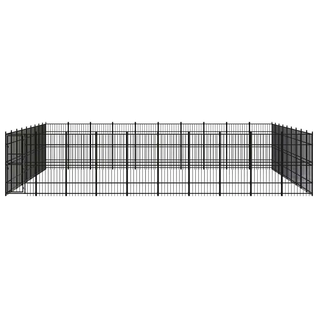Dog Kennel Black Steel Exercise Run Enclosure Safe Area