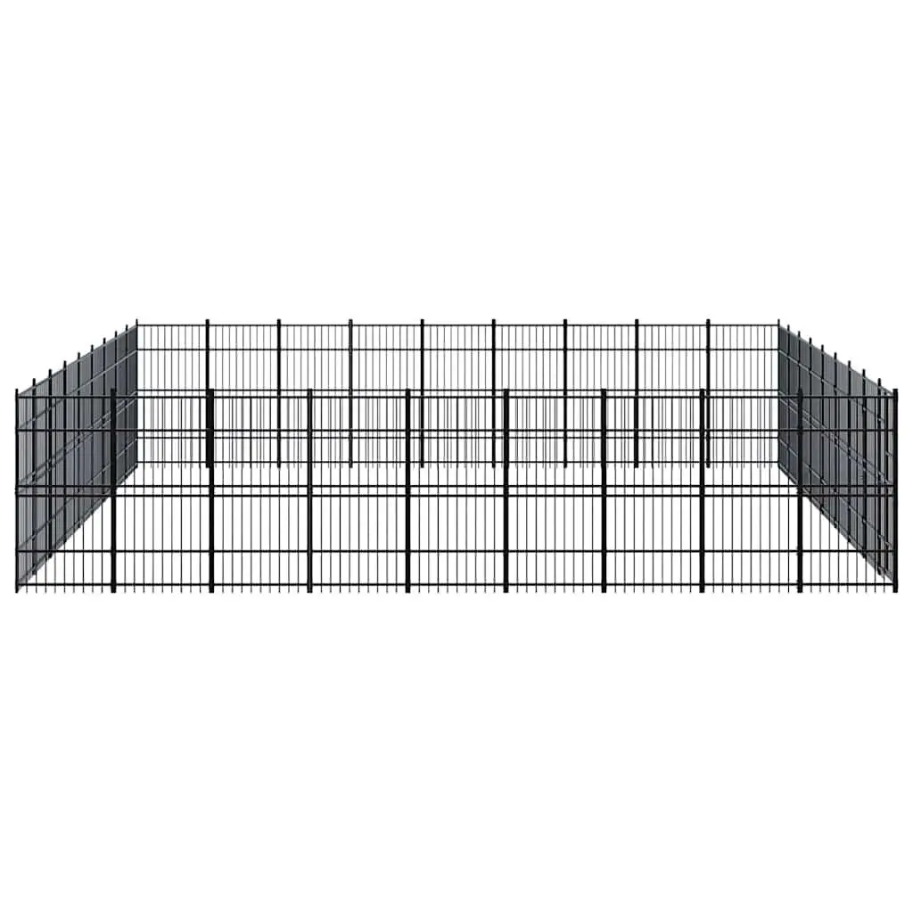 Dog Kennel Black Steel Exercise Run Enclosure Safe Area