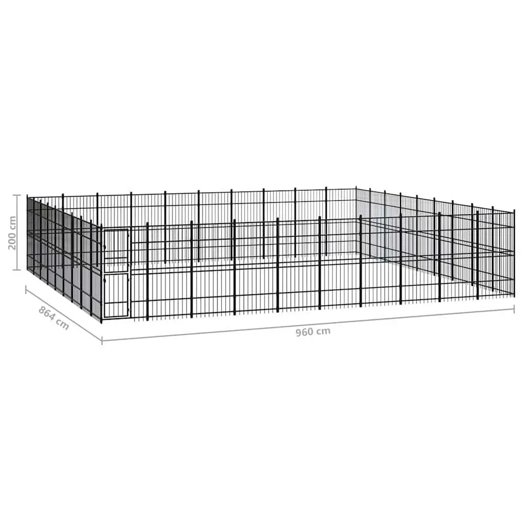 Dog Kennel Black Steel Exercise Run Enclosure Safe Area