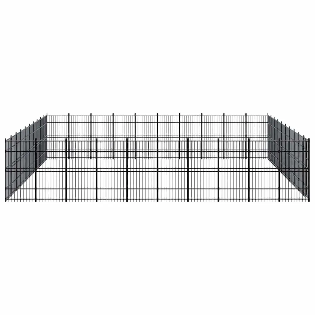 Dog Kennel Black Large Steel Enclosure Exercise Pen Run Yard Cage