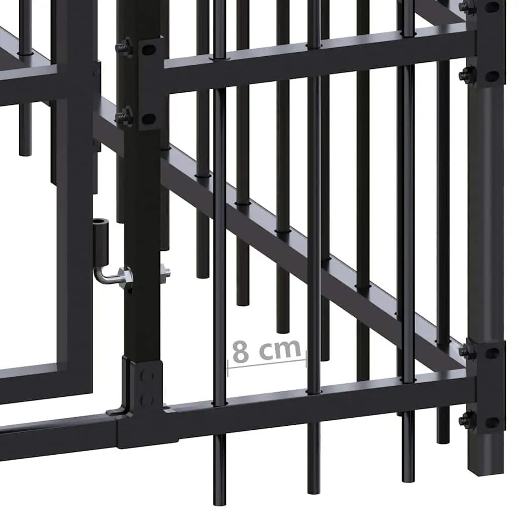 Dog Kennel Black Large Steel Enclosure Exercise Pen Run Yard Cage