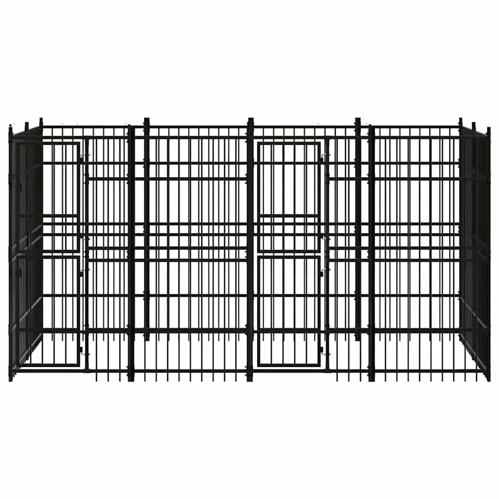 Dog Kennel Black Steel Outdoor Run Exercise Pen Safety Barrier