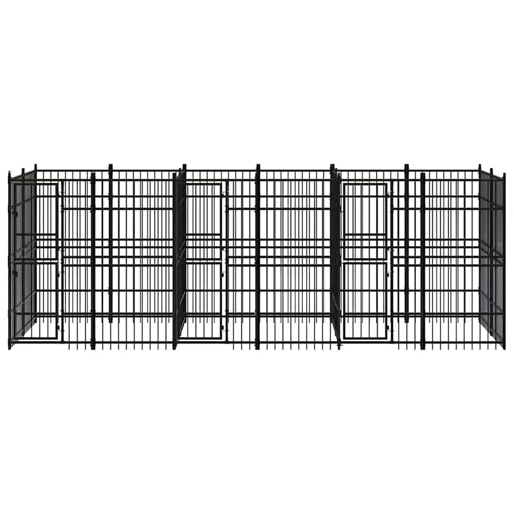Dog Kennel Black Steel Outdoor Run Enclosure Exercise Play Pen Safe Secure
