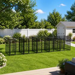 Dog Kennel Steel Outdoor Run Large Exercise Pen Enclosure Hinged Door Lockable
