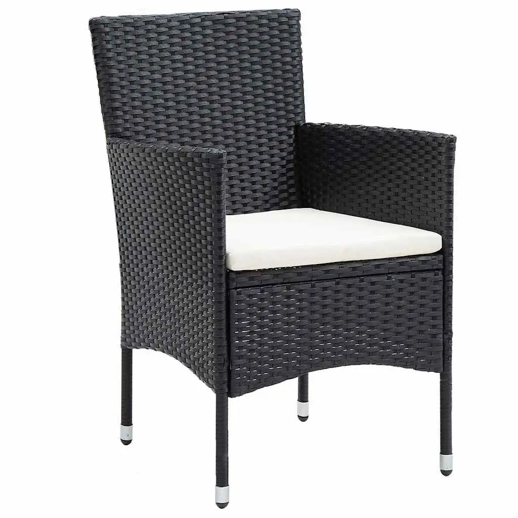 3 Piece Outdoor Dining Set Garden Patio Table Chairs Poly Rattan Black