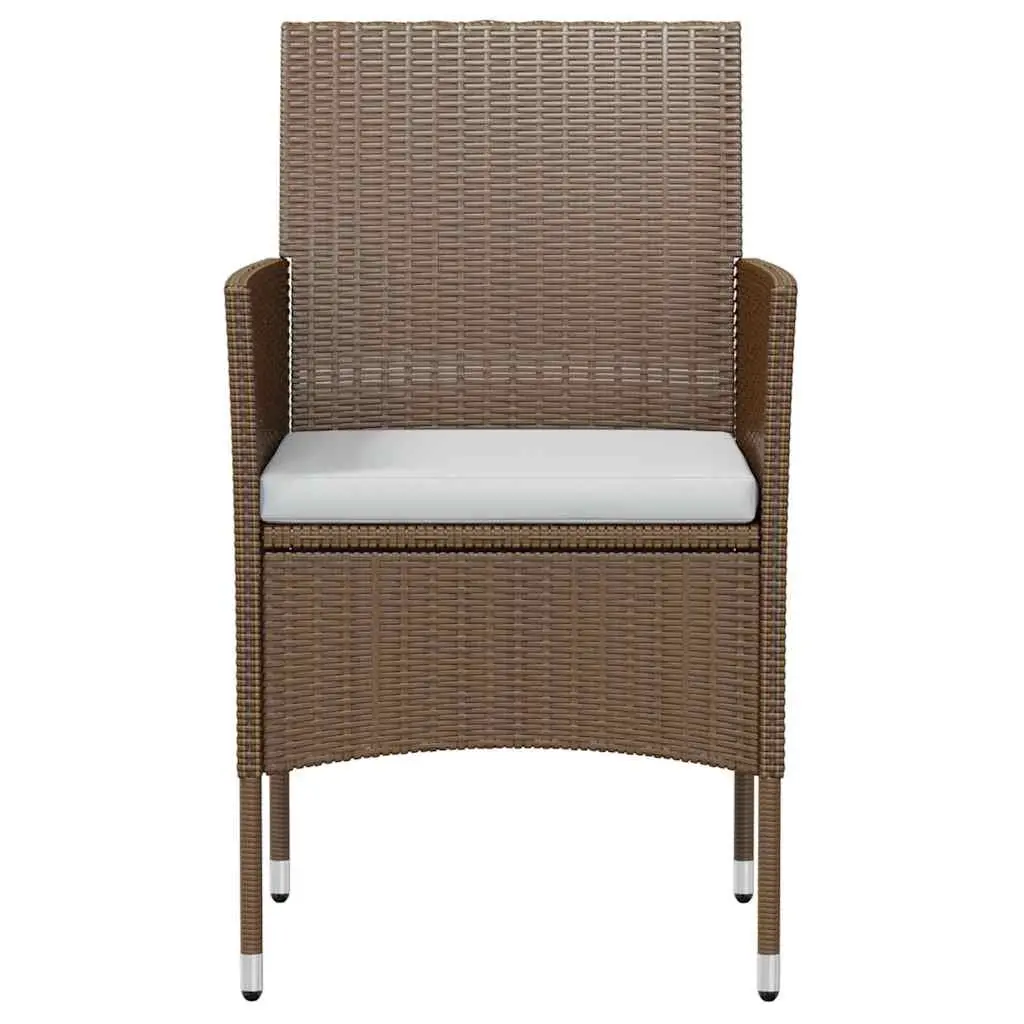 3 Piece Outdoor Dining Set Brown PE Rattan Table Chairs Ergonomic Comfort