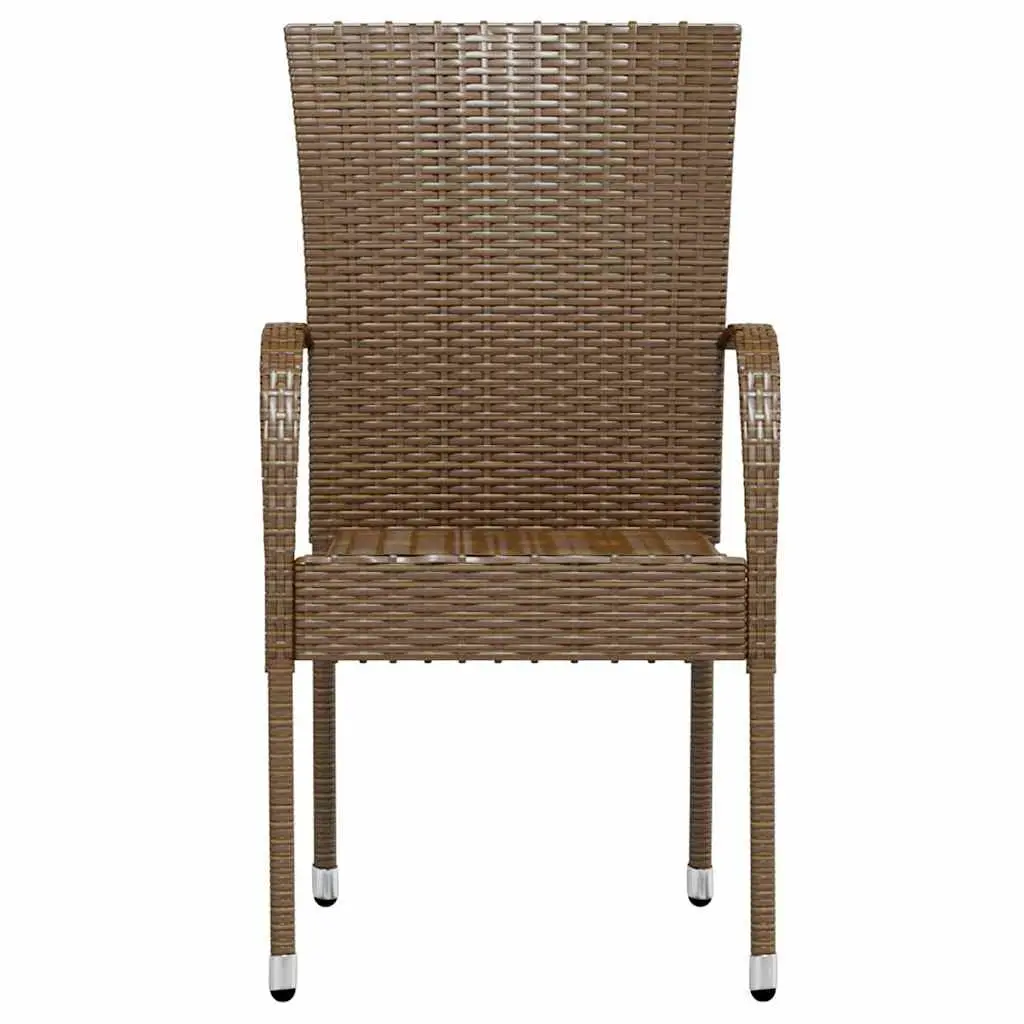 Garden Dining Set Brown 3 Piece Outdoor Patio Furniture Poly Rattan Table Chairs
