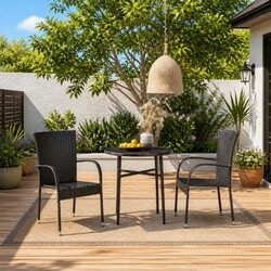 Compact Black 3 Piece Dining Set for Outdoor Spaces