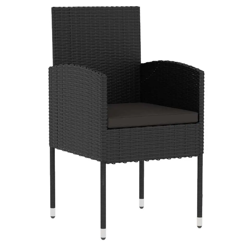 Garden Dining Set Black 3 Piece Outdoor Furniture Poly Rattan Table Chairs
