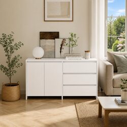 Concise 2 Piece White Sideboard Storage Units