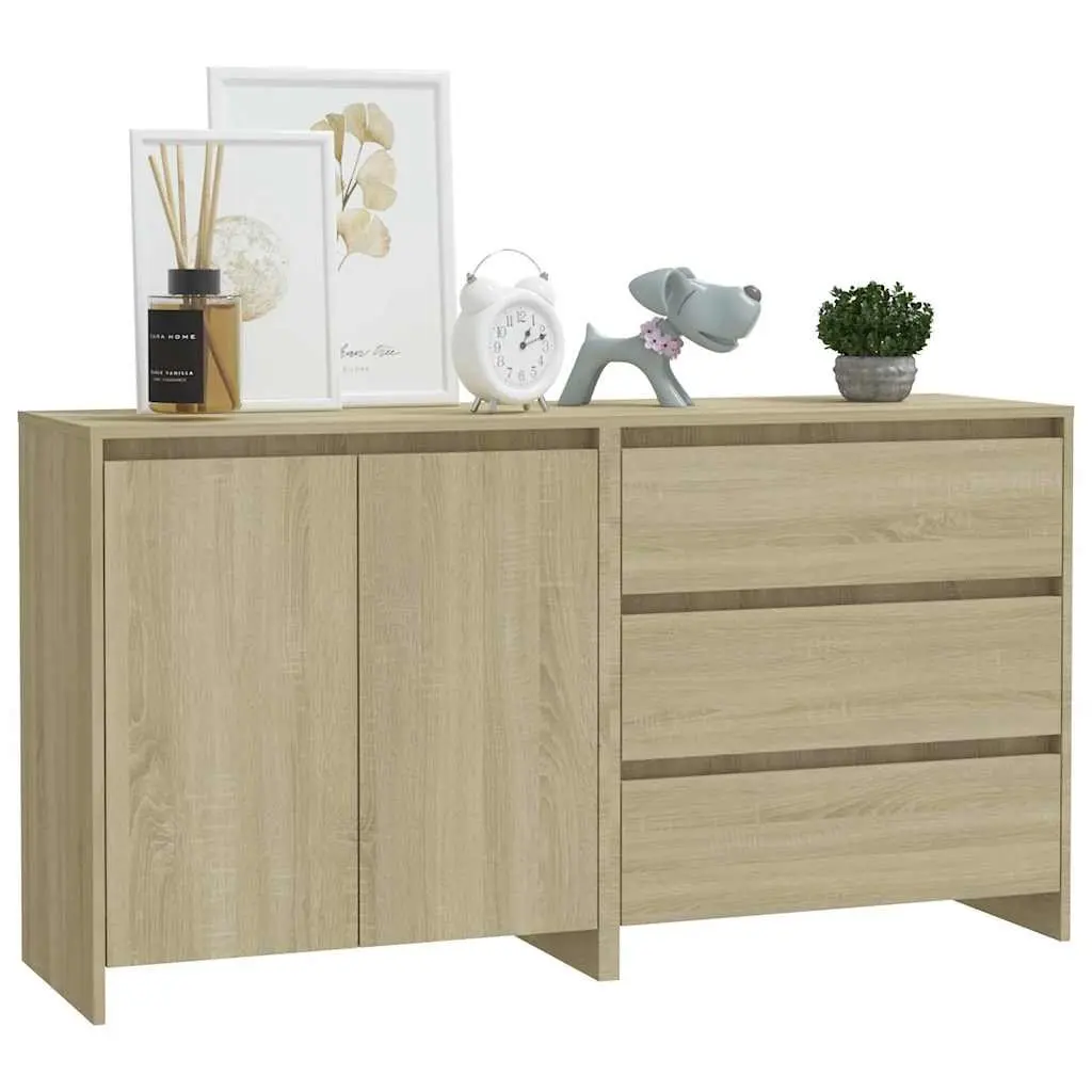 Sideboard Storage Cabinet Beige 2 Piece Buffet Furniture Sturdy Top Surface