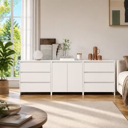 3 Piece Sideboard White Storage Cabinet Buffet Furniture Decorative Display Unit
