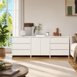 3 Piece White Storage Cabinet with Ample Space