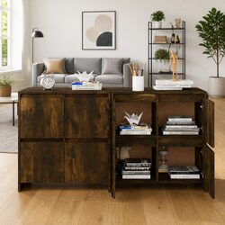 2-Piece Brown Sideboards with Display Top