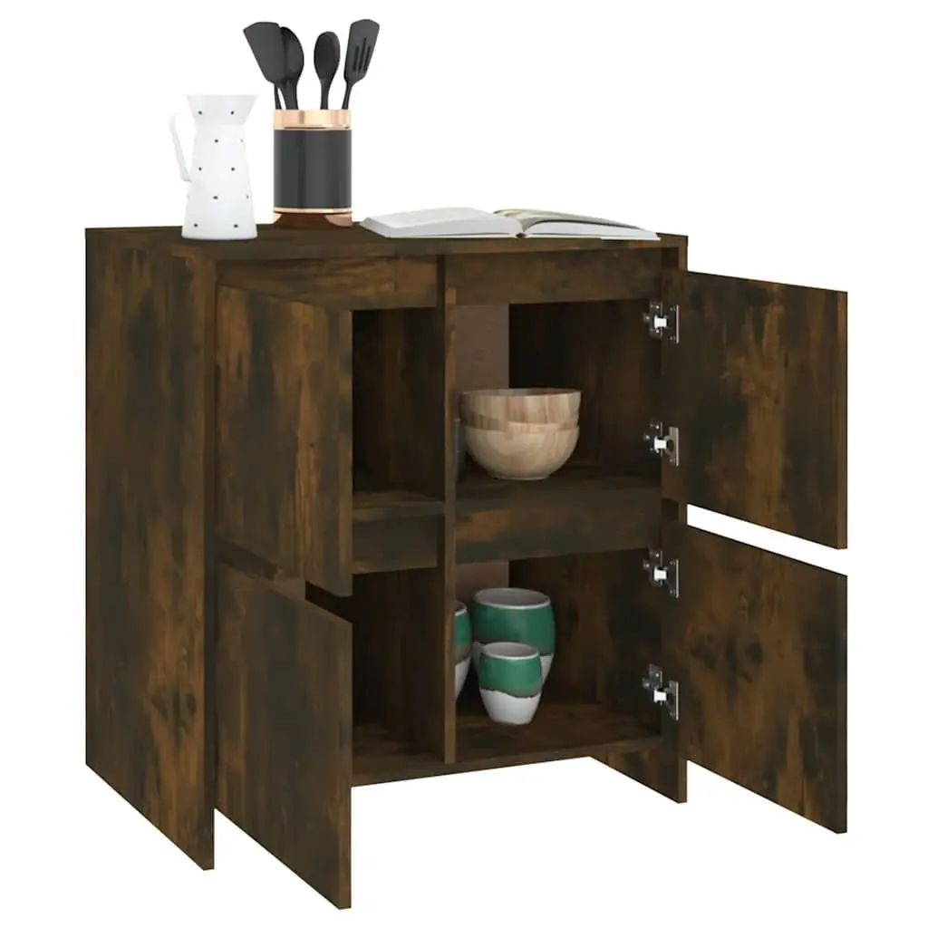Sideboards Brown 2 Piece Storage Cabinet with Doors Engineered Wood Furniture