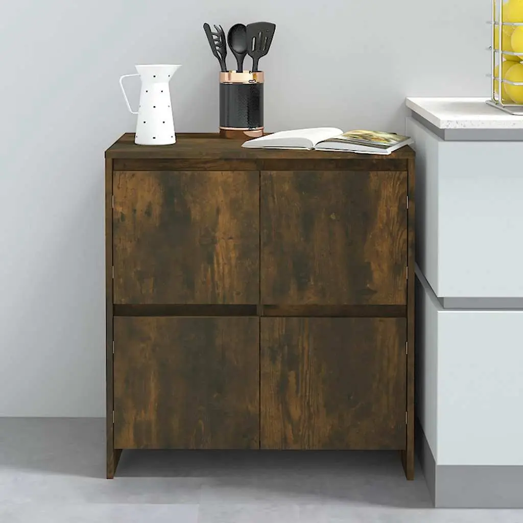 Sideboards Brown 2 Piece Storage Cabinet with Doors Engineered Wood Furniture
