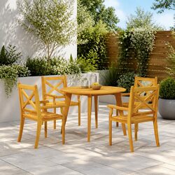 Outdoor Dining Chairs 4 pcs Solid Wood Acacia Brown Garden Patio Furniture