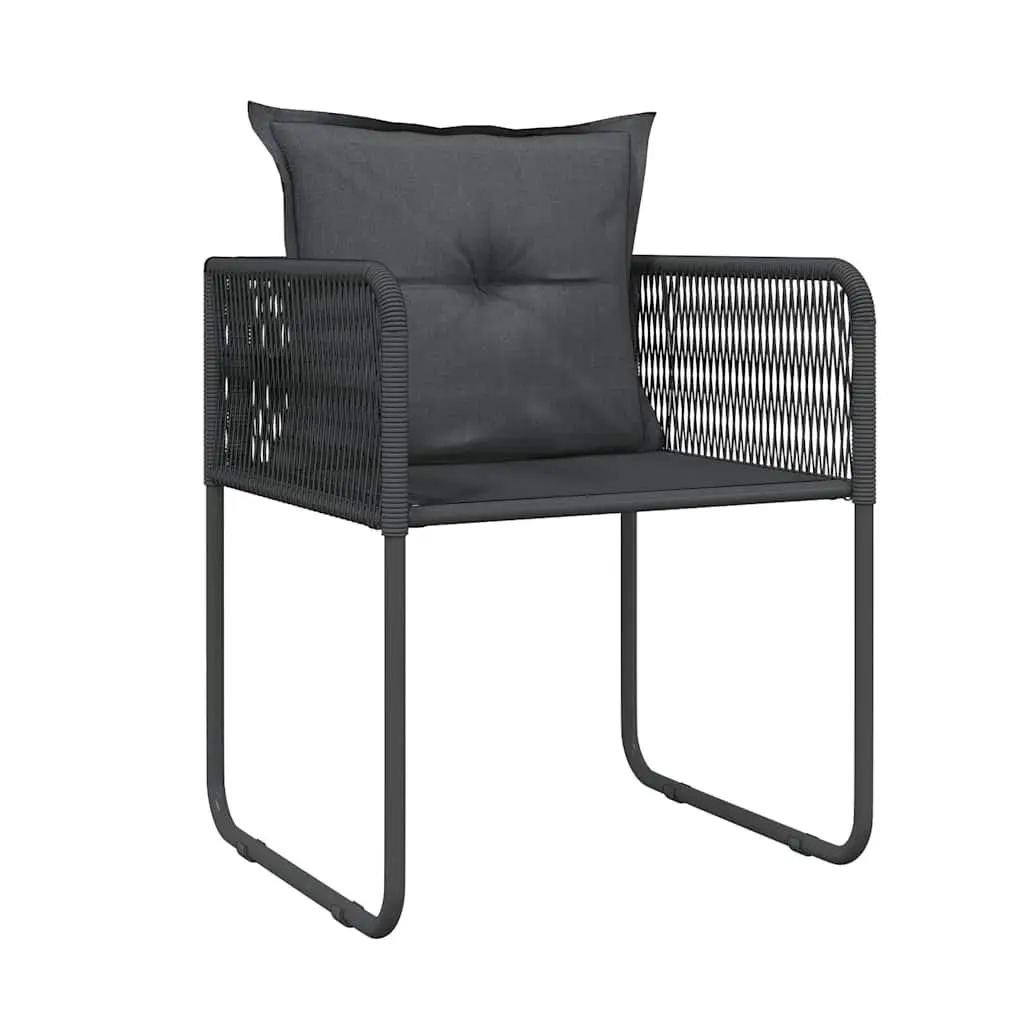 Garden Dining Set 3 Piece Outdoor Patio Furniture Black Glass Table Rattan