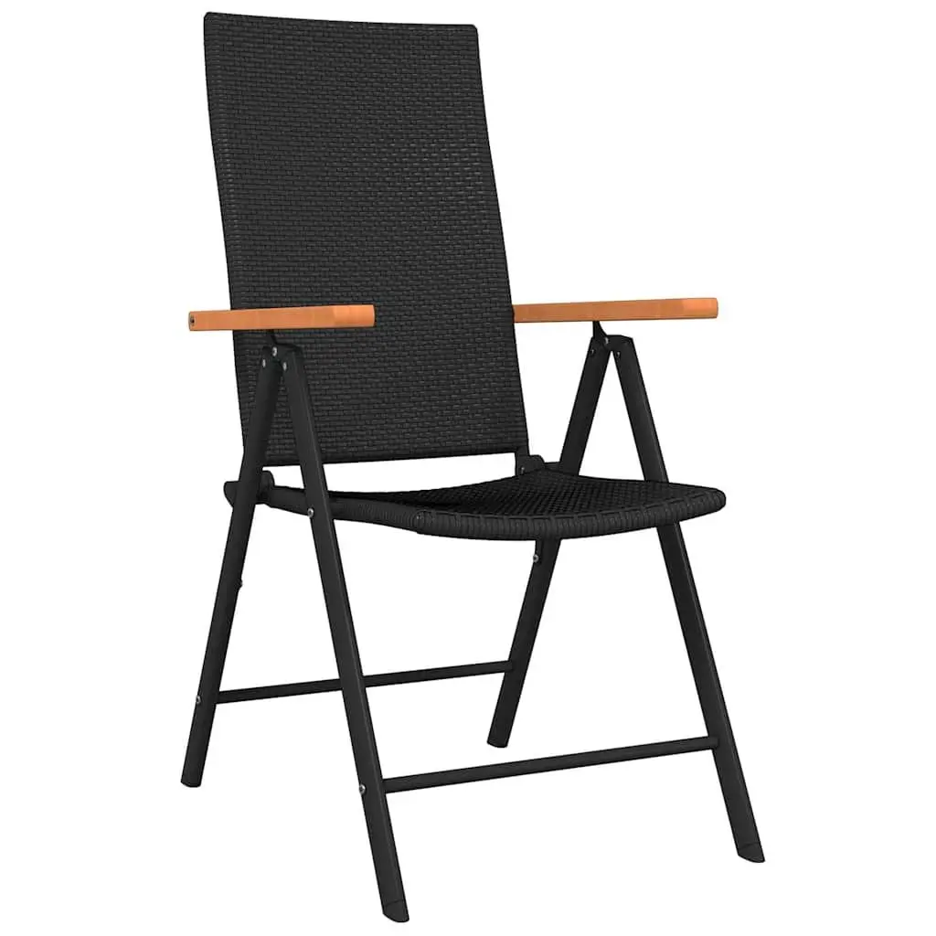 Garden Dining Set Black 3 Piece Outdoor Patio Furniture with Glass Table and Rattan Chairs