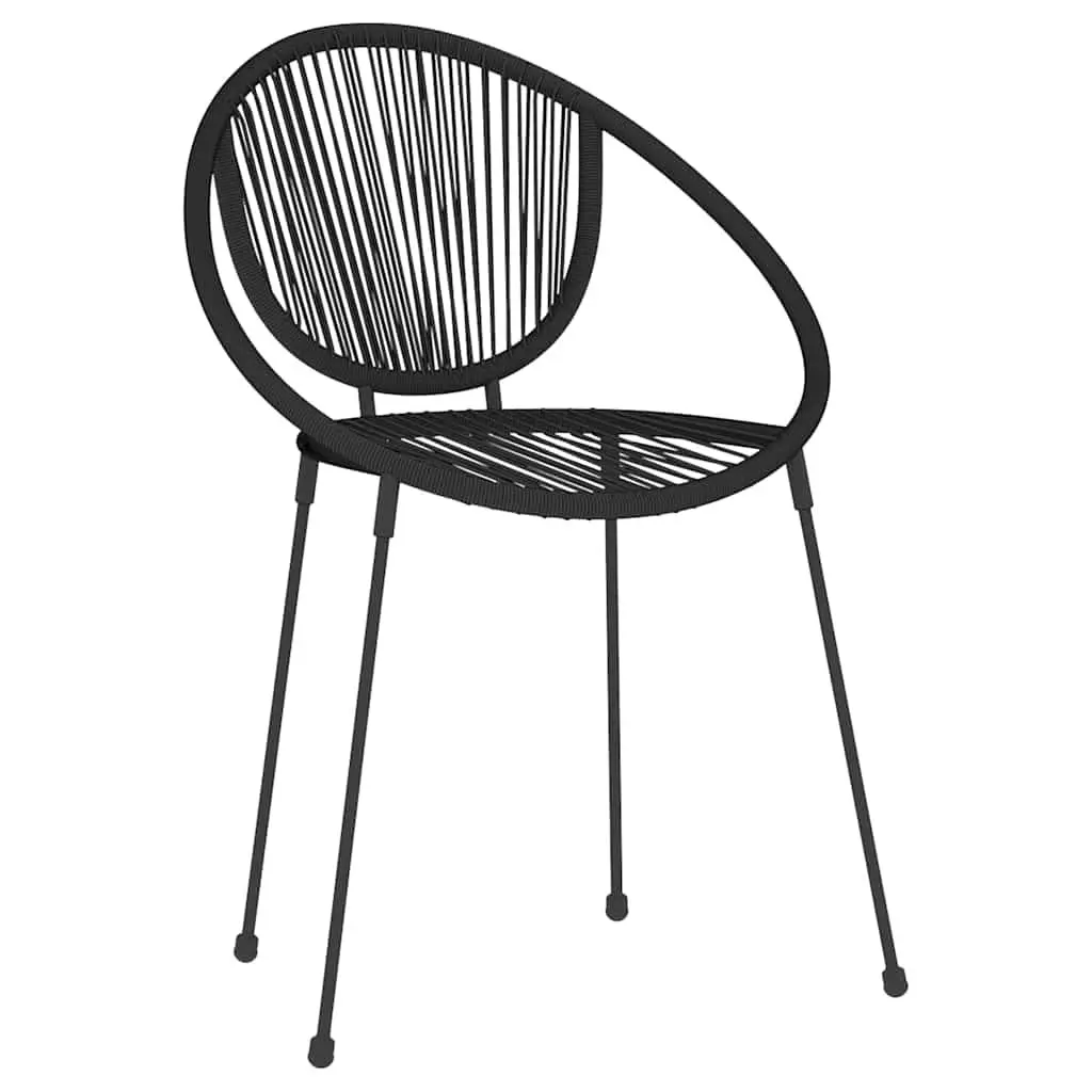 Garden Dining Set Black 3 Piece Outdoor Patio Table Chairs Glass Top Steel Frame