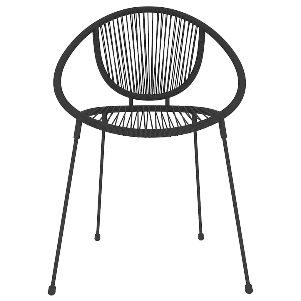 Garden Dining Set Black 3 Piece Outdoor Patio Table Chairs Glass Top Rattan