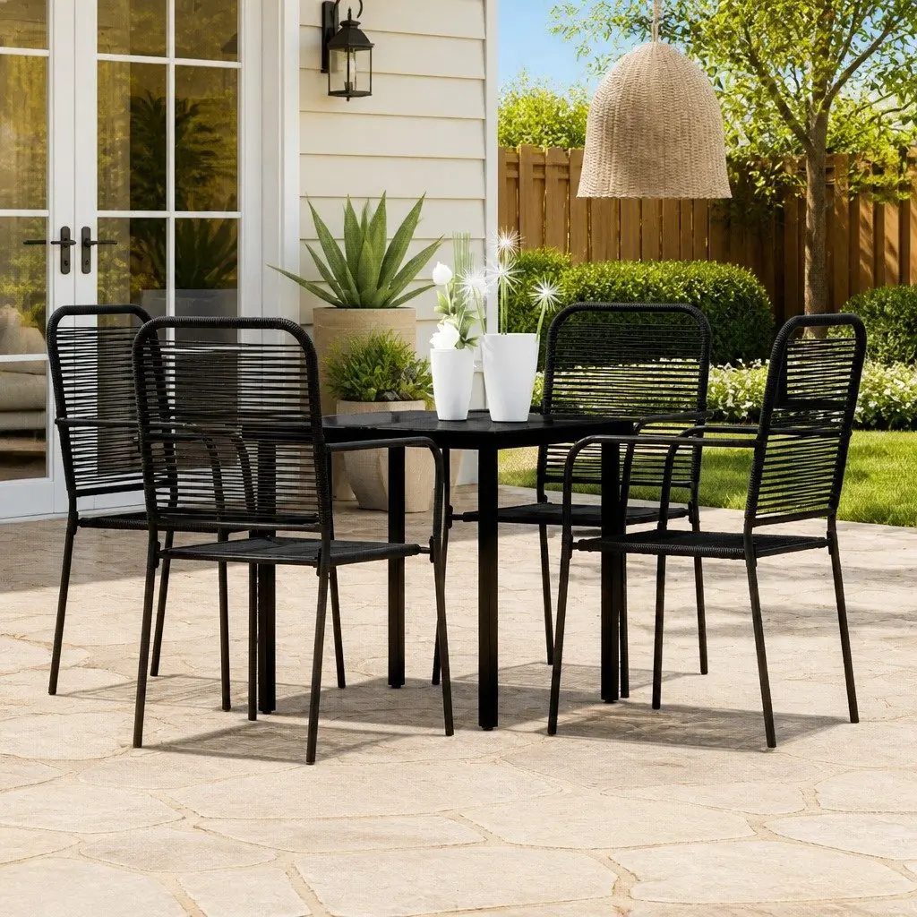 Outdoor Dining Set 5 Piece Garden Furniture Black Patio Table Chairs