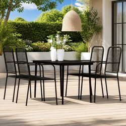 Compact 5 Piece Garden Dining Set with Glass Top