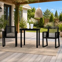 Compact 3-Piece Garden Dining Set with Glass Top