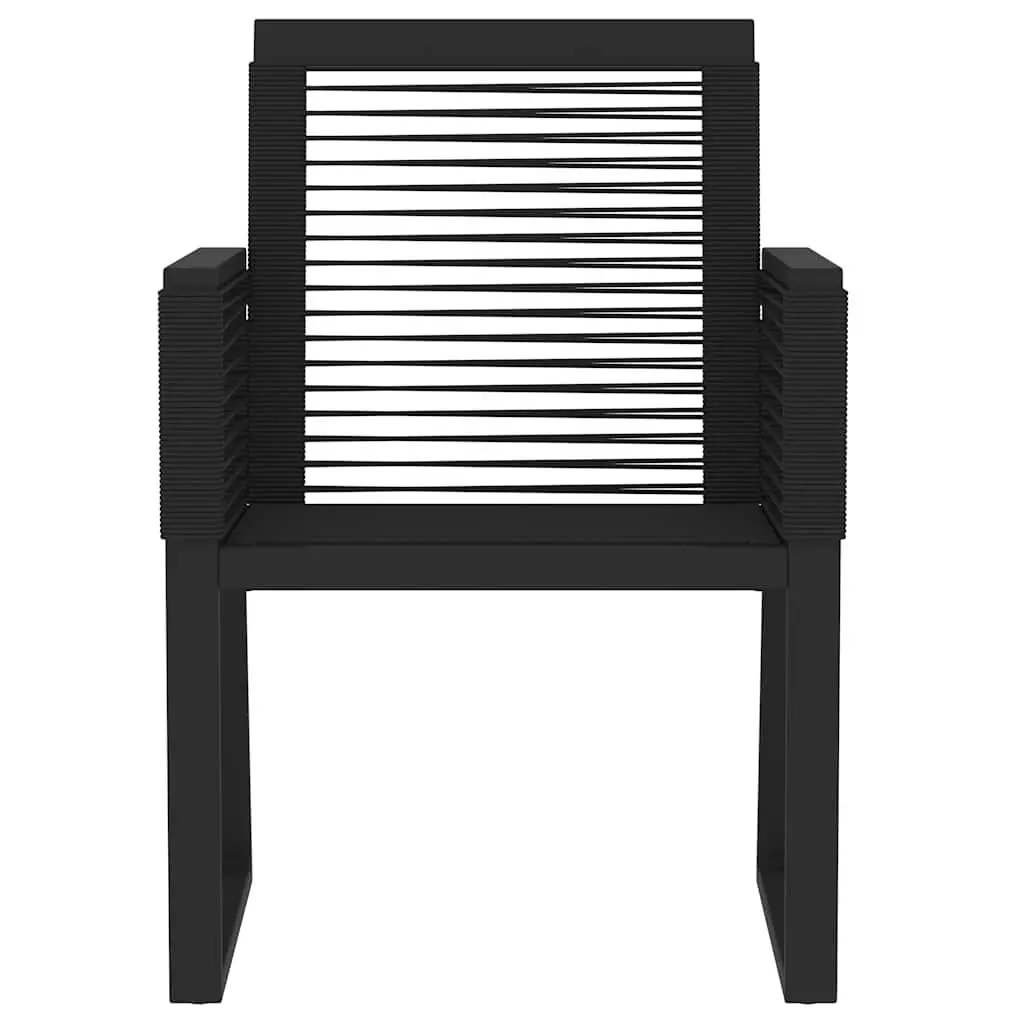 Garden Dining Set Black 5 Piece Outdoor Table Chairs Steel Glass Rattan