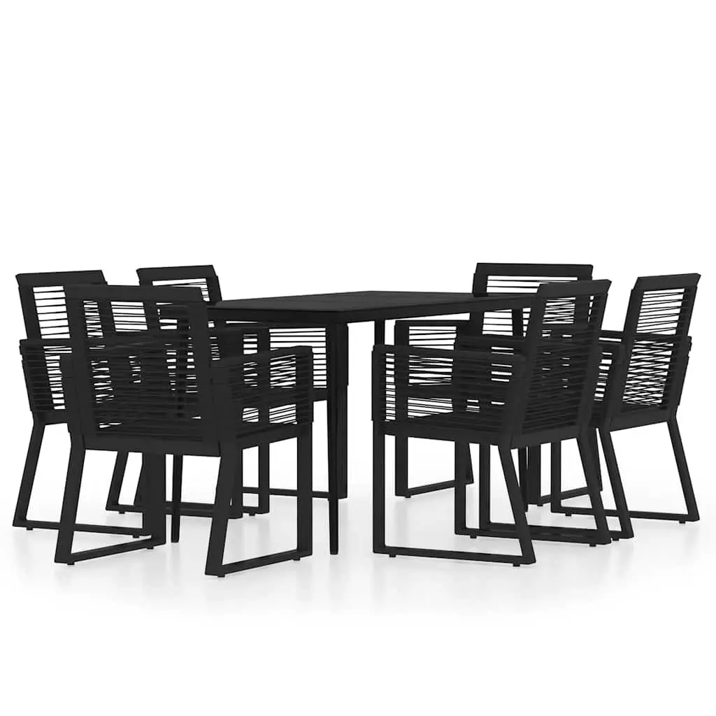 Garden Dining Set 7 Piece Outdoor Furniture Black Table Chairs Patio