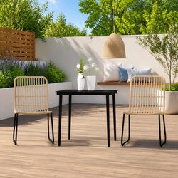 3-Piece Outdoor Dining Set: Glass and Steel Construction