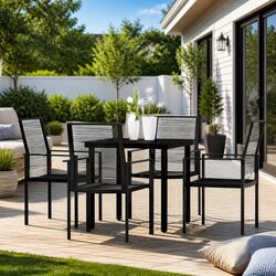 5-Piece Garden Dining Set: Black Patio Furniture