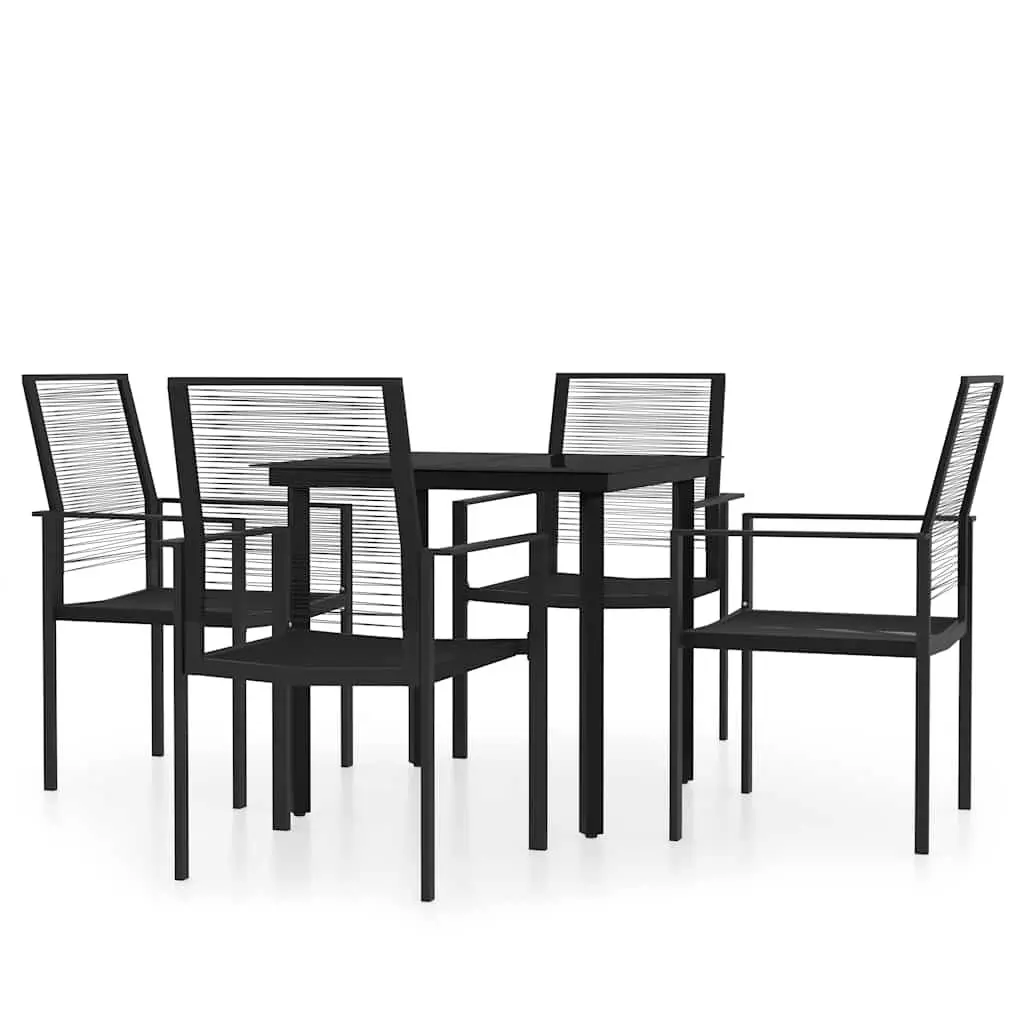 Garden Dining Set 5 Piece Black Patio Furniture Table Chairs Outdoor
