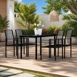 Concise 5-Piece Outdoor Dining Set with Steel Frame