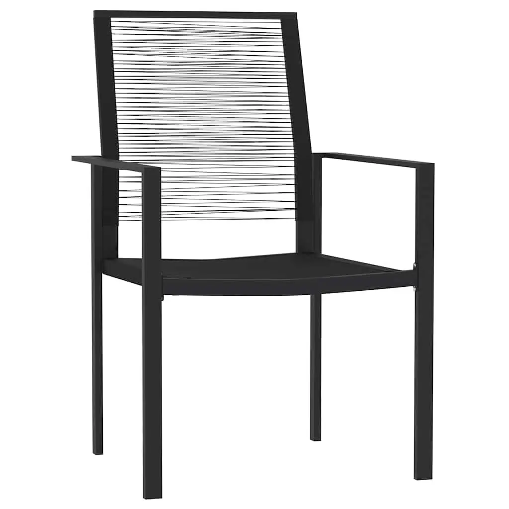 7 Piece Garden Dining Set Rattan Chairs Black Glass Table Durable Steel Frame Outdoor Furniture