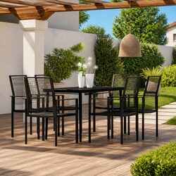 Compact 7 Piece Black Garden Dining Set