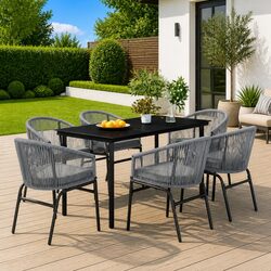 Concise 7 Piece Garden Dining Set for Outdoor Dining