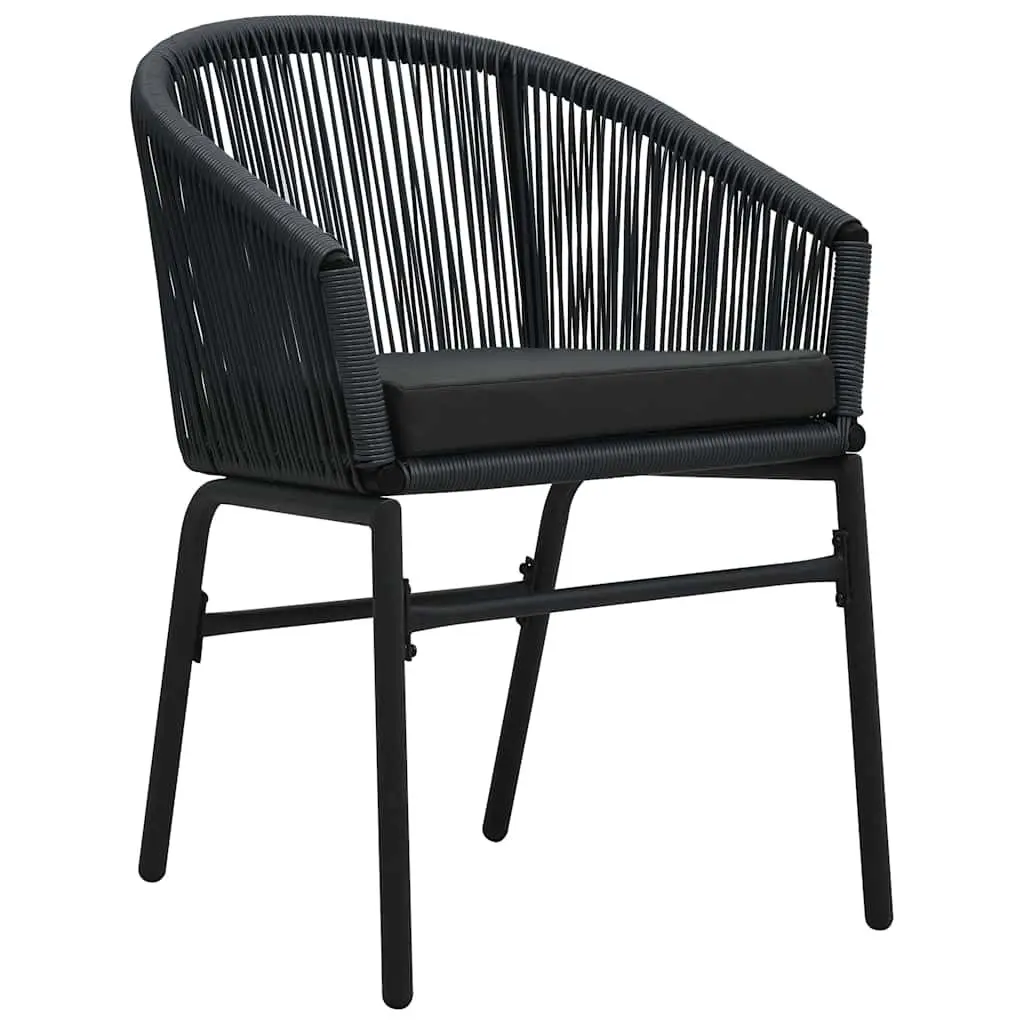 5 Piece Outdoor Garden Dining Set Black Steel Frame Glass Table Rattan Chairs