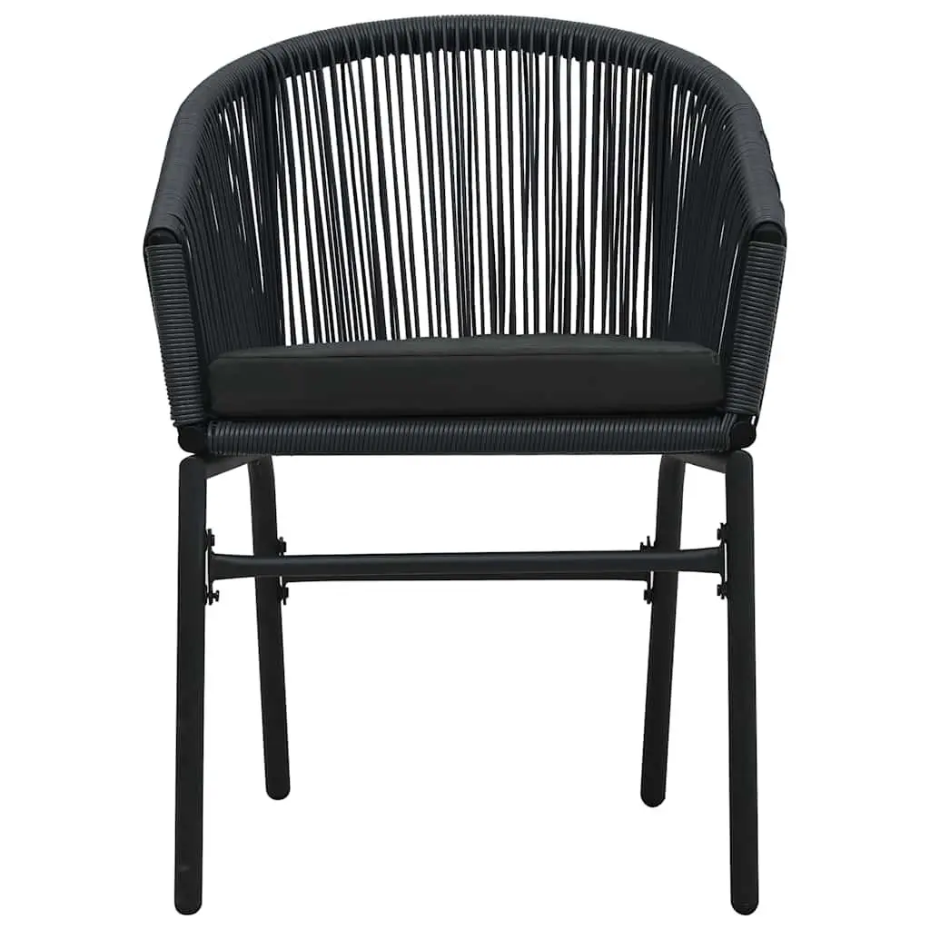 5 Piece Outdoor Garden Dining Set Black Steel Frame Glass Table Rattan Chairs