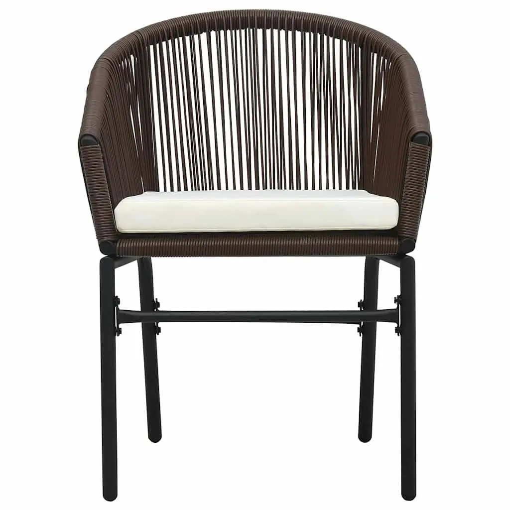 Garden Dining Set Brown 3 Piece Outdoor Patio Furniture Glass Table Rattan Chairs