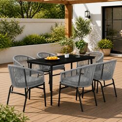 Concise 7-Piece Garden Dining Set with Comfort