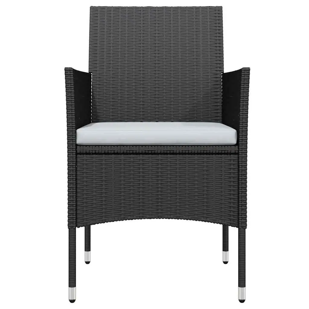 Garden Dining Set Black 3 Piece Outdoor Table Chairs with Cushions