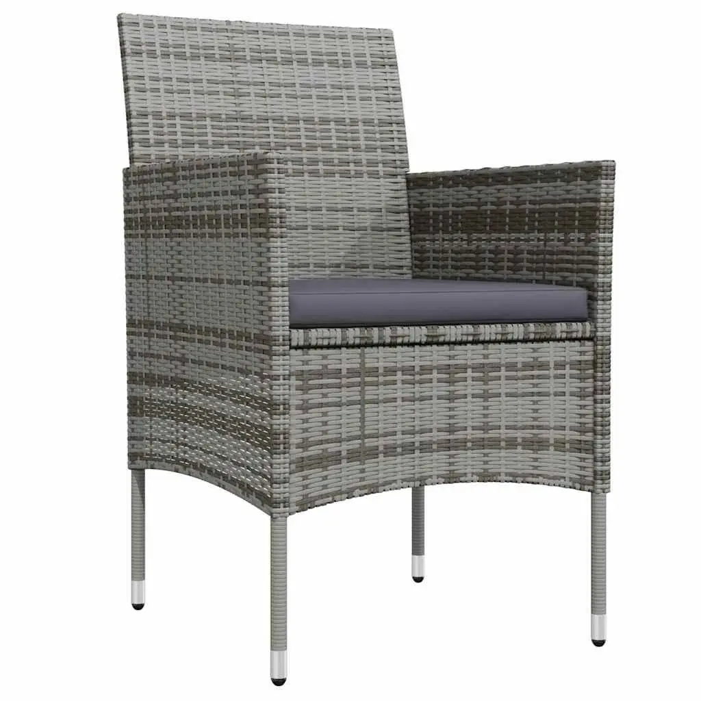 5 Piece Outdoor Dining Set Grey Rattan Table Chairs with Cushions