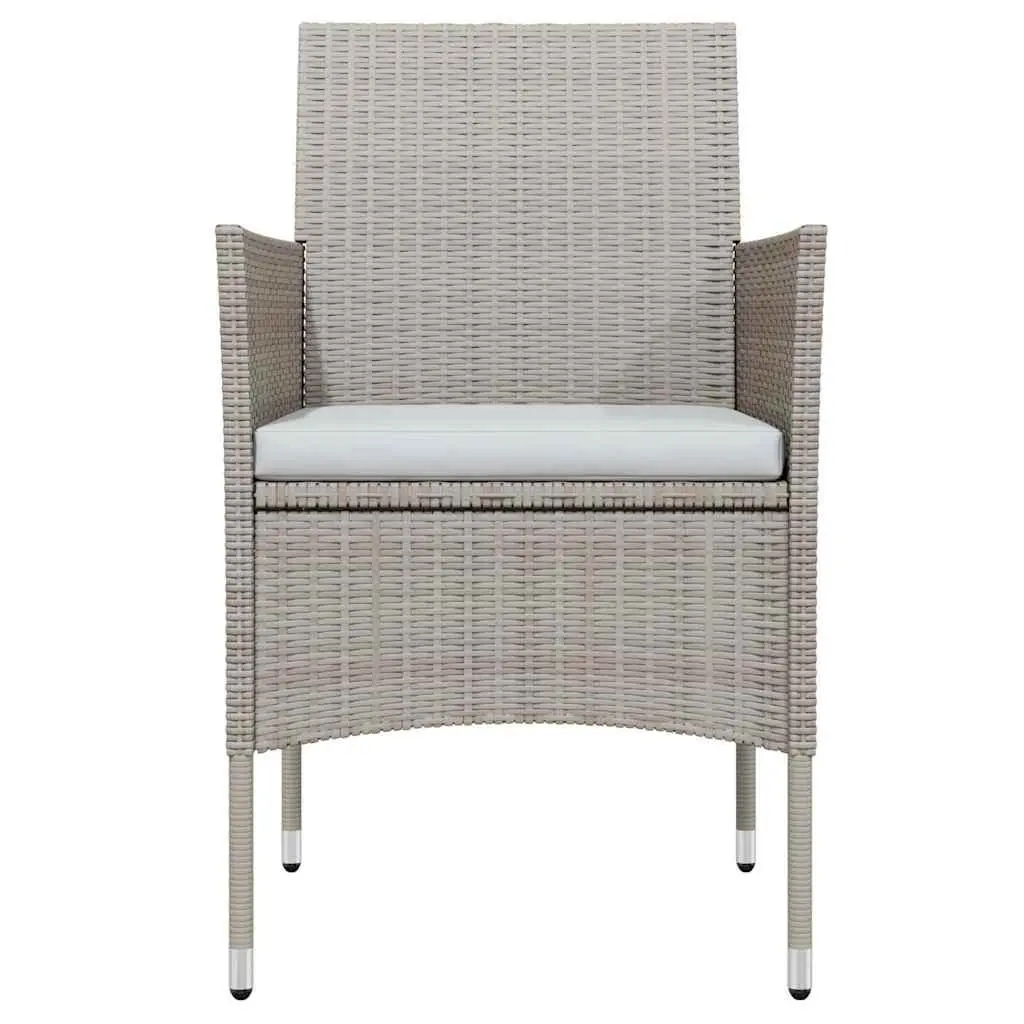 Garden Dining Set 3 Piece Outdoor Furniture Table Chairs Cushions Beige Black
