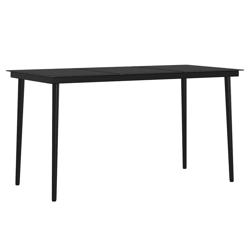 Outdoor Dining Set Black Cushioned Chairs Glass Table 5 Piece Garden Furniture