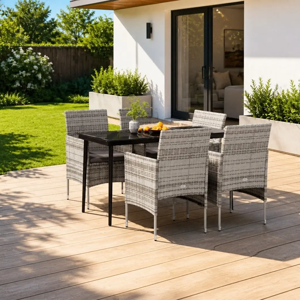 5 Piece Grey Dining Set for Outdoors