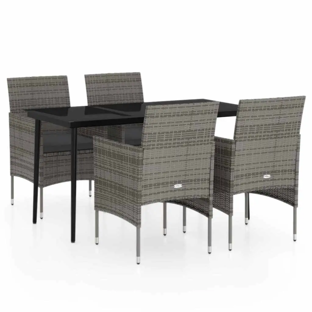 5 Piece Grey Dining Set for Outdoors